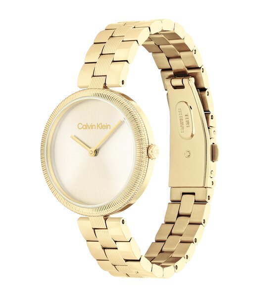 Horloge CALVIN KLEIN WATCHES GLEAM Dames 25100014 Analoog Behuizing MINERAAL Staal Bracelette Staal Geelgoudkleurig Boucle déployante Etanchéiteiten 3