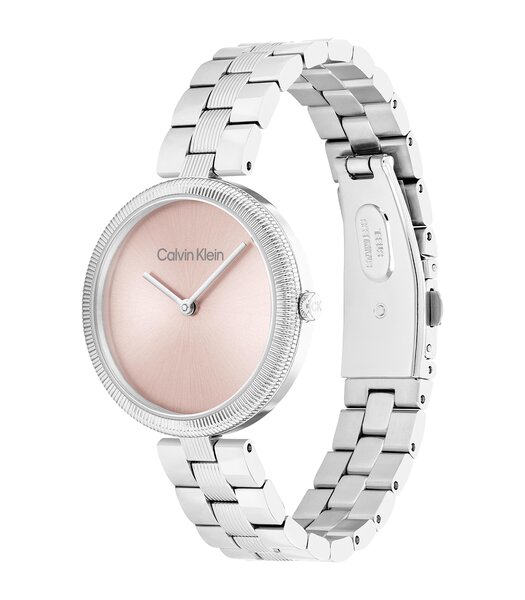 Horloge CALVIN KLEIN WATCHES GLEAM Dames 25100015 Analoog Behuizing MINERAAL Roze Bracelette Roestvrij staal Staal Boucle déployante Etanchéiteiten 3B