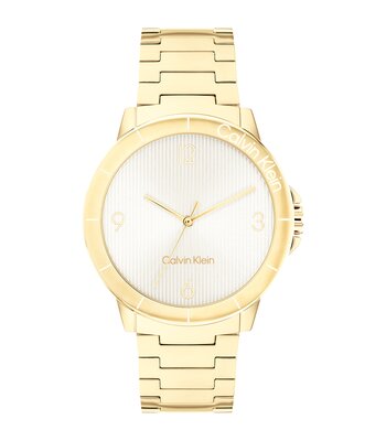 Horloge CALVIN KLEIN WATCHES VIVACIOUS Dames 25100023 Analoog Behuizing MINERAAL Zilverkleurig Bracelette Staal Geelgoudkleurig Boucle déployante Etan