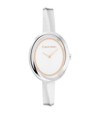 Horloge CALVIN KLEIN WATCHES TWISTED BEZEL Dames 25100055 Analoog Behuizing MINERAAL Wit Bracelette Roestvrij staal Staal Etanchéiteiten 3BAR