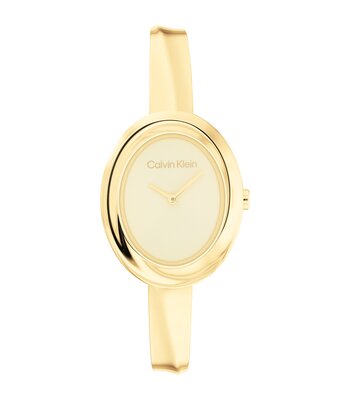 Horloge CALVIN KLEIN WATCHES TWISTED BEZEL Dames 25100056 Analoog Behuizing MINERAAL Geelgoud Bracelette Staal Geelgoudkleurig Etanchéiteiten 3BAR