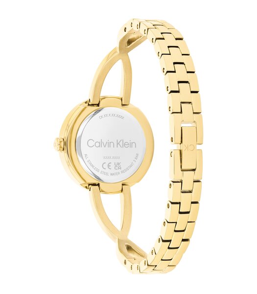 Horloge CALVIN KLEIN WATCHES GESCHULDE EMBRACING Vrouw 25100059 Analoog Behuizing MINERAAL Zwart Armband Staal Geel goud Waterdichtheid 3BAR