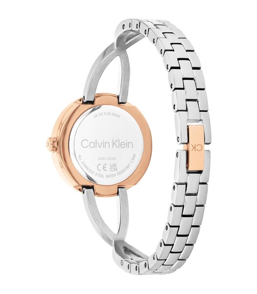 Horloge CALVIN KLEIN WATCHES SCULPTED EMBRACE Dames 25100060 Analoog Behuizing MINERAAL Zilverkleurig Bracelette Roestvrij staal Staal / roségoudkleur