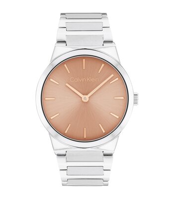Horloge CALVIN KLEIN WATCHES CK LINEAR ELEGANCE Dames 25100085 Analoog Behuizing MINERAAL Roze Bracelette Roestvrij staal Staal Etanchéiteiten 3BAR