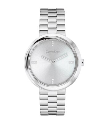 Horloge CALVIN KLEIN WATCHES TWISTED BEZEL Dames 25100093 Analoog Behuizing MINERAAL Zilverkleurig Bracelette Roestvrij staal Staal Etanchéiteiten 3BA