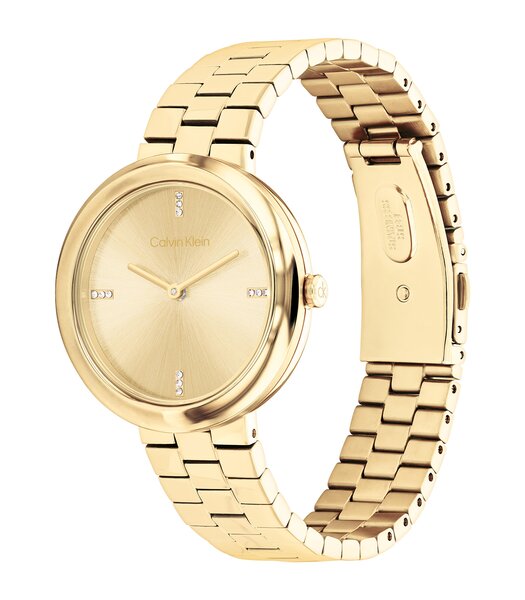 Horloge CALVIN KLEIN WATCHES TWISTED BEZEL Dames 25100094 Analoog Behuizing MINERAAL Geelgoud Bracelette Staal Geelgoudkleurig Etanchéiteiten 3BAR