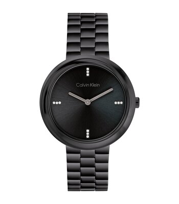 Horloge CALVIN KLEIN WATCHES TWISTED BEZEL Dames 25100096 Analoog Behuizing MINERAAL Zwart Bracelette Staal Zwart Etanchéiteiten 3BAR