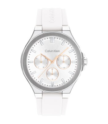 Horloge CALVIN KLEIN WATCHES VIBRANCY Dames 25100106 Analoog Behuizing MINERAAL Wit Bracelette Silicone Wit Etanchéiteiten 3BAR