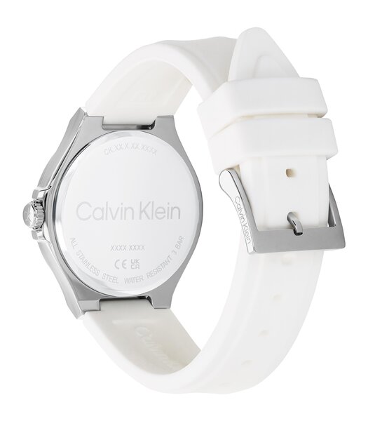 Horloge CALVIN KLEIN WATCHES VIBRANCY Dames 25100106 Analoog Behuizing MINERAAL Wit Bracelette Silicone Wit Etanchéiteiten 3BAR