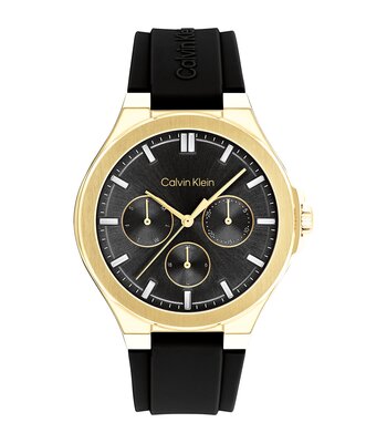 Horloge CALVIN KLEIN WATCHES VIBRANCY Dames 25100107 Analoog Behuizing MINERAAL Zwart Bracelette Silicone Zwart Etanchéiteiten 3BAR