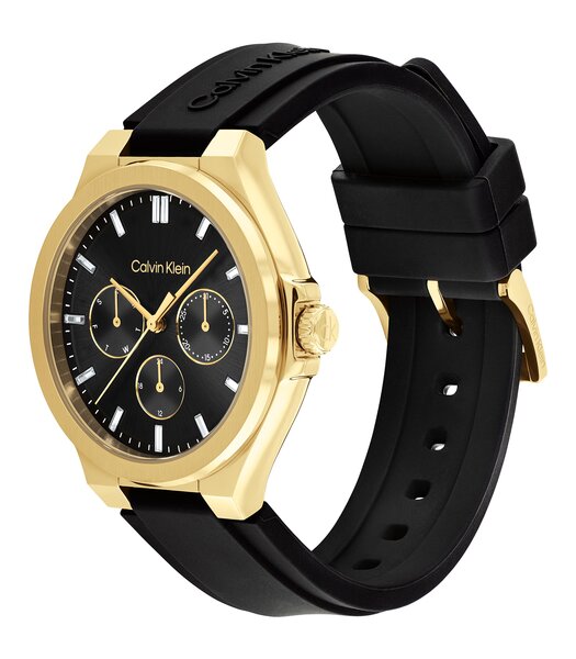 Horloge CALVIN KLEIN WATCHES VIBRANCY Dames 25100107 Analoog Behuizing MINERAAL Zwart Bracelette Silicone Zwart Etanchéiteiten 3BAR