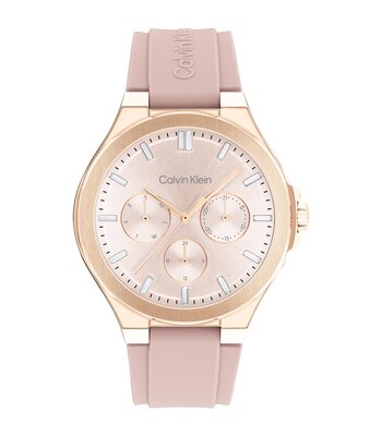 Horloge CALVIN KLEIN WATCHES VIBRANCY Dames 25100108 Analoog Behuizing MINERAAL Roze Bracelette Silicone Roze Etanchéiteiten 3BAR