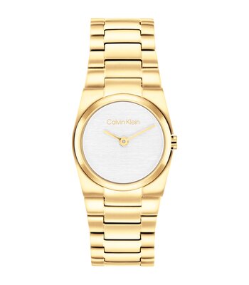 Horloge CALVIN KLEIN WATCHES CK UNITE Dames 25100122 Analoog Behuizing MINERAAL Wit Bracelette Staal Geelgoudkleurig Etanchéiteiten 3BAR