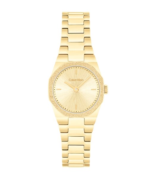 Horloge CALVIN KLEIN WATCHES GEOMETRIC ELEGANCE Dames 25100142 Analoog Behuizing MINERAAL Geelgoud Bracelette Staal Geelgoudkleurig Etanchéiteiten 3BA