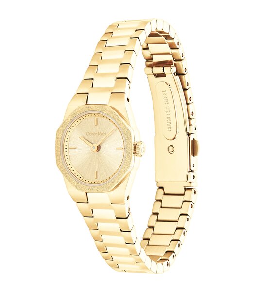 Horloge CALVIN KLEIN WATCHES GEOMETRIC ELEGANCE Dames 25100142 Analoog Behuizing MINERAAL Geelgoud Bracelette Staal Geelgoudkleurig Etanchéiteiten 3BA