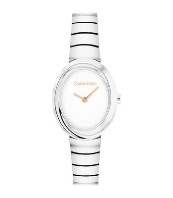 Horloge CALVIN KLEIN WATCHES TWISTED BEZEL Dames 25100149 Analoog Behuizing MINERAAL Wit Bracelette Roestvrij staal Staal Etanchéiteiten 3BAR