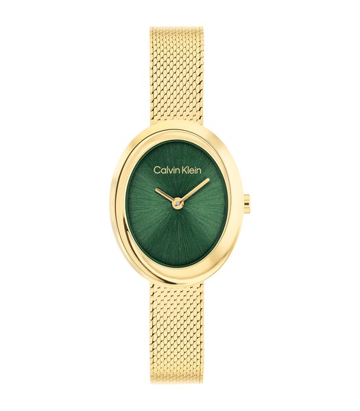 Horloge CALVIN KLEIN WATCHES TWISTED BEZEL Dames 25100152 Analoog Behuizing MINERAAL Groen Bracelette Staal Geelgoudkleurig Etanchéiteiten 3BAR