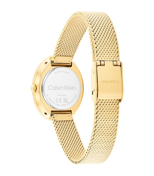 Horloge CALVIN KLEIN WATCHES TWISTED BEZEL Dames 25100152 Analoog Behuizing MINERAAL Groen Bracelette Staal Geelgoudkleurig Etanchéiteiten 3BAR