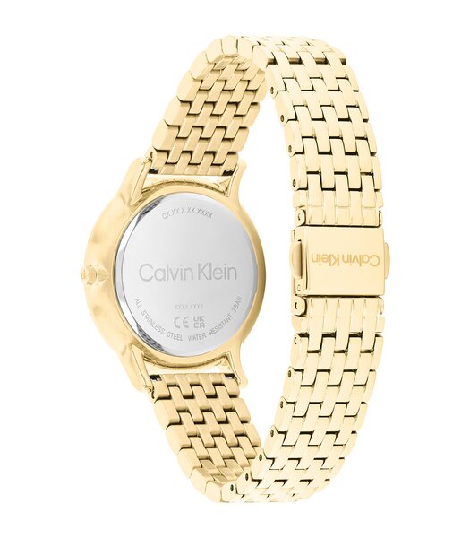 Horloge CALVIN KLEIN WATCHES LUXE Dames 25100172 Analoog Behuizing MINERAAL Wit Bracelette Staal Geelgoudkleurig Etanchéiteiten 3BAR