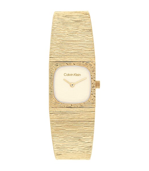 Horloge CALVIN KLEIN WATCHES SOPHISTICATED SQUARE Dames 25100178 Analoog Behuizing MINERAAL Geelgoud Bracelette Staal Geelgoudkleurig Etanchéiteiten 3