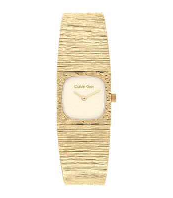 Horloge CALVIN KLEIN WATCHES SOPHISTICATED SQUARE Dames 25100178 Analoog Behuizing MINERAAL Geelgoud Bracelette Staal Geelgoudkleurig Etanchéiteiten 3