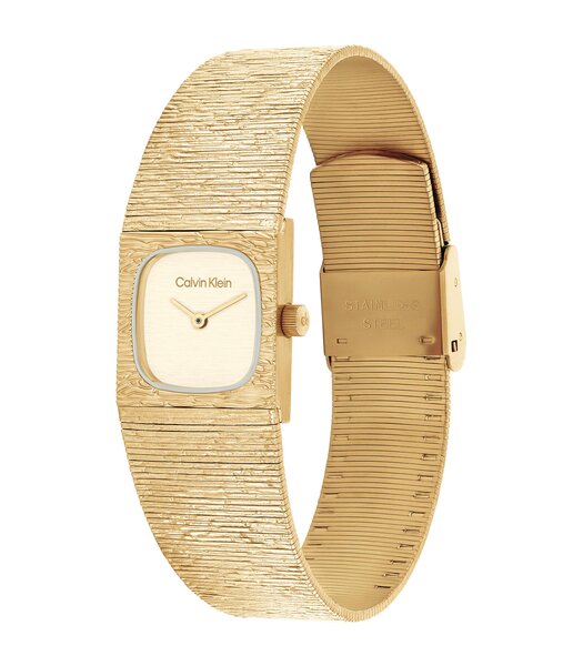 Horloge CALVIN KLEIN WATCHES SOPHISTICATED SQUARE Dames 25100178 Analoog Behuizing MINERAAL Geelgoud Bracelette Staal Geelgoudkleurig Etanchéiteiten 3