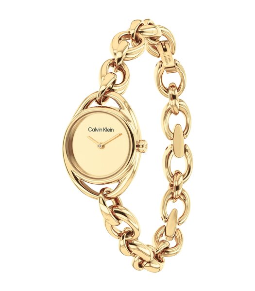 Montre CALVIN KLEIN WATCHES CK PURE LINK Femme 25100211 Analogique Cadran Minéral Doré Bracelet Acier inoxydable Acier / or jaune Etanchéité 3 ATM