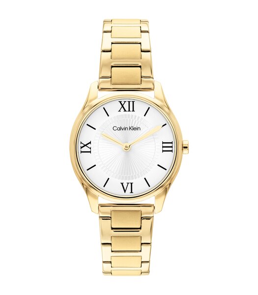 Horloge CALVIN KLEIN WATCHES SCULPTED ESSENTIALS Vrouw 25100214 Analoog Behuizing Mineraal Wit Armband Roestvrij staal Geel goud Waterdichtheid 3 ATM