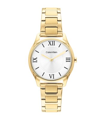Horloge CALVIN KLEIN WATCHES SCULPTED ESSENTIALS Vrouw 25100214 Analoog Behuizing Mineraal Wit Armband Roestvrij staal Geel goud Waterdichtheid 3 ATM