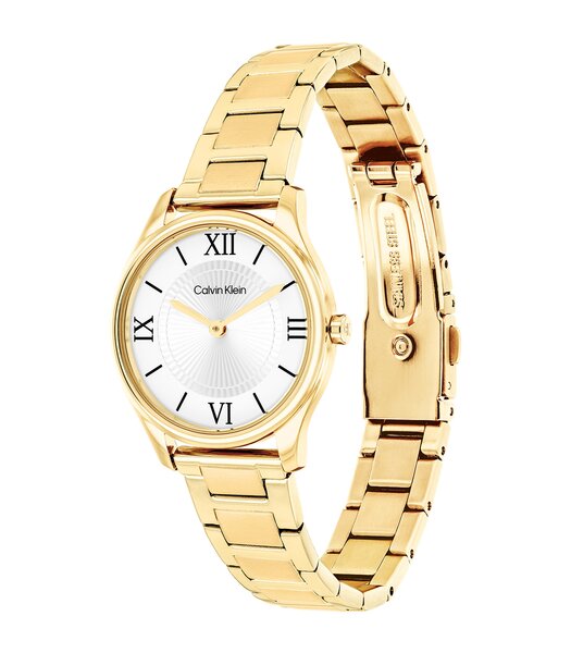 Horloge CALVIN KLEIN WATCHES SCULPTED ESSENTIALS Vrouw 25100214 Analoog Behuizing Mineraal Wit Armband Roestvrij staal Geel goud Waterdichtheid 3 ATM