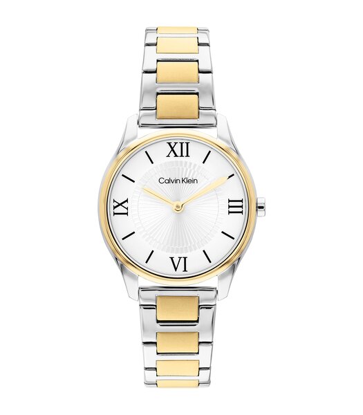 Horloge CALVIN KLEIN WATCHES SCULPTED ESSENTIALS Vrouw 25100215 Analoog Behuizing Mineraal Wit Armband Roestvrij staal Staal / geel goud Waterdichthei