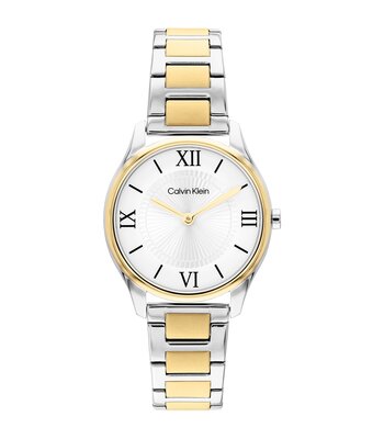 Horloge CALVIN KLEIN WATCHES SCULPTED ESSENTIALS Vrouw 25100215 Analoog Behuizing Mineraal Wit Armband Roestvrij staal Staal / geel goud Waterdichthei
