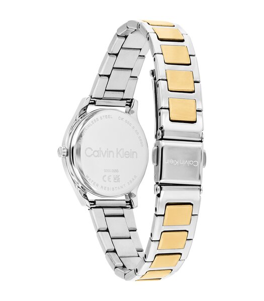 Horloge CALVIN KLEIN WATCHES SCULPTED ESSENTIALS Vrouw 25100215 Analoog Behuizing Mineraal Wit Armband Roestvrij staal Staal / geel goud Waterdichthei