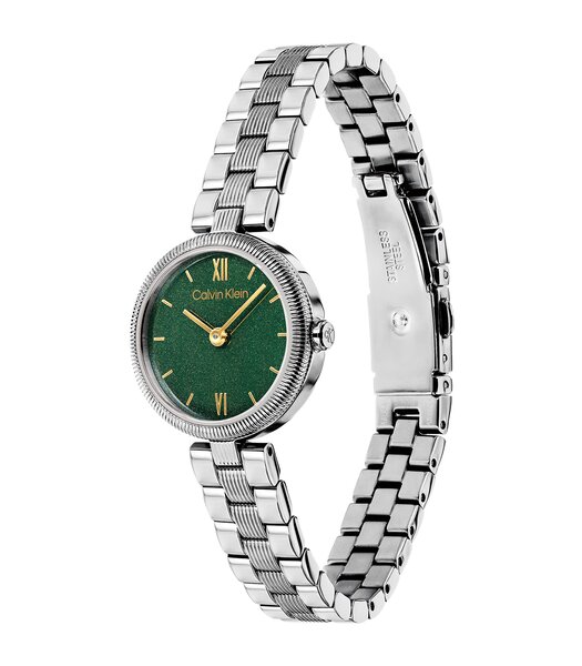 Horloge CALVIN KLEIN WATCHES GLEAM Dames 25100224 Analoog Behuizing Mineraal Groen Bracelette Roestvrij staal Staal Etanchéiteiten 3 ATM