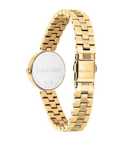 Horloge CALVIN KLEIN WATCHES GLEAM Dames 25100225 Analoog Behuizing Mineraal Goudkleurig Bracelette Roestvrij staal Staal / geelgoudkleurig Etanchéite