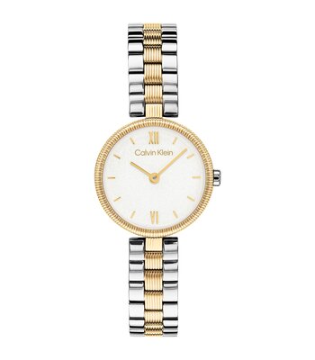 Montre CALVIN KLEIN WATCHES GLEAM Femme 25100226 Analogique Cadran Minéral Blanc Bracelet Acier inoxydable Acier Etanchéité 3 ATM