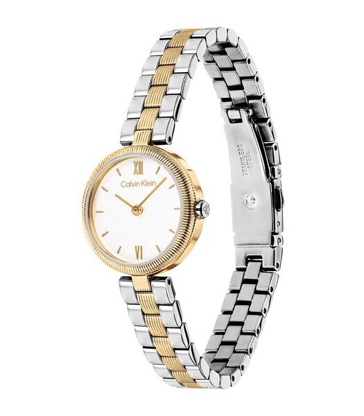 Horloge CALVIN KLEIN WATCHES GLEAM Dames 25100226 Analoog Behuizing Mineraal Wit Bracelette Roestvrij staal Staal Etanchéiteiten 3 ATM