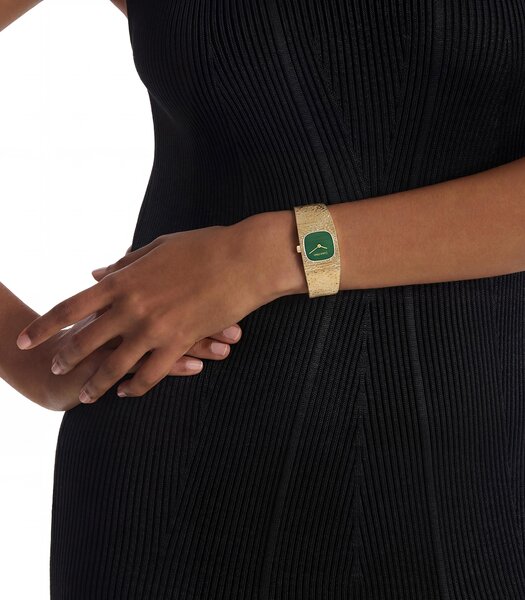 Horloge CALVIN KLEIN WATCHES SOPHISTICATED SQUARE Dames 25100228 Analoog Behuizing Mineraal Groen Bracelette Roestvrij staal Staal / geelgoudkleurig E