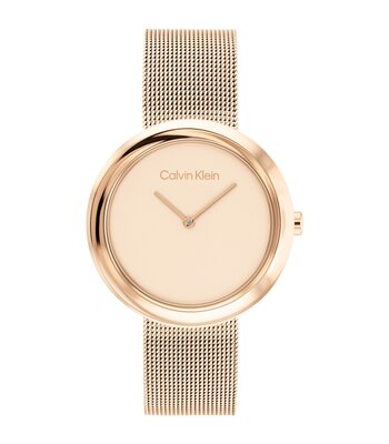 Montre CALVIN KLEIN WATCHES TWISTED BEZEL Femme 25200013 Analogique Cadran Minéral Or chair Bracelet Milanais Or chair Clip / clasp Etanchéité 3 ATM