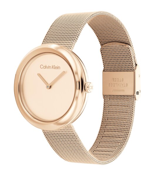 Montre CALVIN KLEIN WATCHES TWISTED BEZEL Femme 25200013 Analogique Cadran Minéral Or chair Bracelet Milanais Or chair Clip / clasp Etanchéité 3 ATM