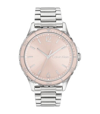 Horloge CALVIN KLEIN WATCHES LIVELY Dames 25200096 Analoog Behuizing MINERAAL Roze Bracelette Roestvrij staal Staal Boucle déployante Etanchéiteiten 3