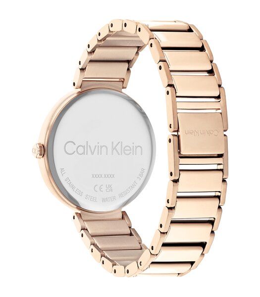 Montre CALVIN KLEIN WATCHES MINIMALISTIC T BAR Femme 25200135 Analogique Cadran Minéral Gris Bracelet Acier inoxydable Or rose Boucle déployante Etanc