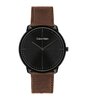 Horloge CALVIN KLEIN WATCHES EXPRESSION Heren 25200155 Analoog Behuizing MINERAAL Zwart Bracelette Leer Bruin Boucle ardillon Etanchéiteiten 3BAR