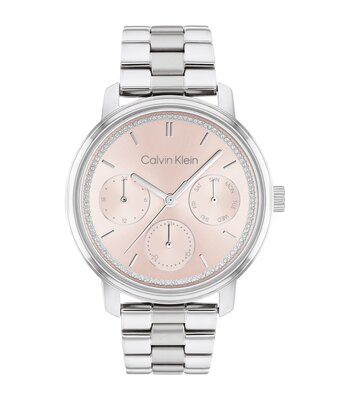Horloge CALVIN KLEIN WATCHES TIMELESS Dames 25200176 Analoog Behuizing Mineraal Roze Bracelette Roestvrij staal Zilverkleurig Boucle déployante Etanch