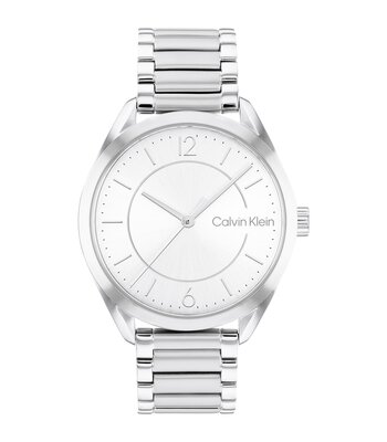Horloge CALVIN KLEIN WATCHES ENTICE Dames 25200190 Analoog Behuizing MINERAAL Zilverkleurig Bracelette Roestvrij staal Staal Boucle déployante Etanché