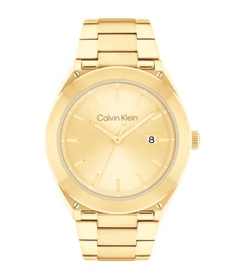 Horloge CALVIN KLEIN WATCHES ARCHITECTURAL Heren 25200199 Analoog Behuizing Mineraal Geel Bracelette Roestvrij staal Goudkleurig Boucle déployante Eta
