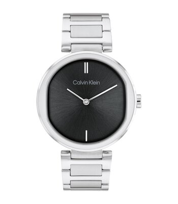 Horloge CALVIN KLEIN WATCHES TIMELESS Dames 25200249 Analoog Behuizing Mineraal Zwart Bracelette Roestvrij staal Staal Boucle déployante Etanchéiteite