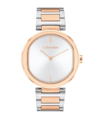 Horloge CALVIN KLEIN WATCHES CK SENSATION Dames 25200251 Analoog Behuizing MINERAAL Zilverkleurig Bracelette Roestvrij staal Staal / roségoudkleurig B