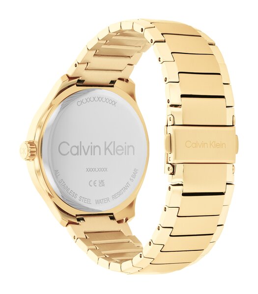 Montre CALVIN KLEIN WATCHES ARCHITECTURAL Homme 25200349 Analogique Cadran Minéral Doré Bracelet Acier inoxydable Doré Boucle déployante Etanchéité 3