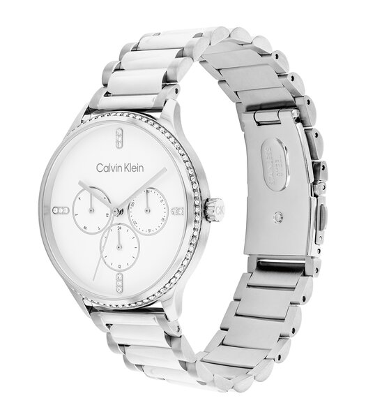 Horloge CALVIN KLEIN WATCHES CK DRESS Dames 25200373 Analoog Behuizing MINERAAL Wit Bracelette Roestvrij staal Staal Boucle déployante Etanchéiteiten